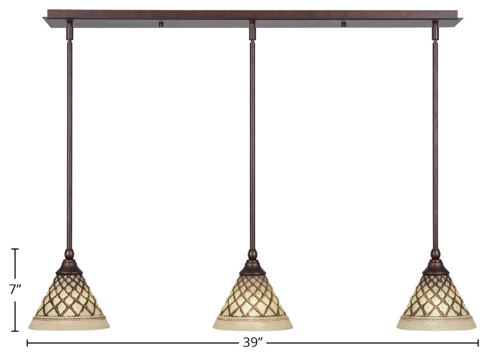 Stem 3-Light Pendalier with Hang Straight Swivel, Bronze/Chocolate Icing