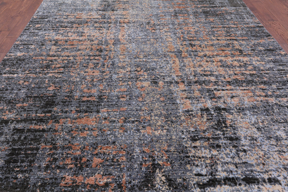 8' 11" X 12' 1" Handmade Modern Wool and Silk Rug Q6830