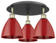 Ballston Dome-3 Light 19" Flush Mount-Black Antique Brass, Red Shade