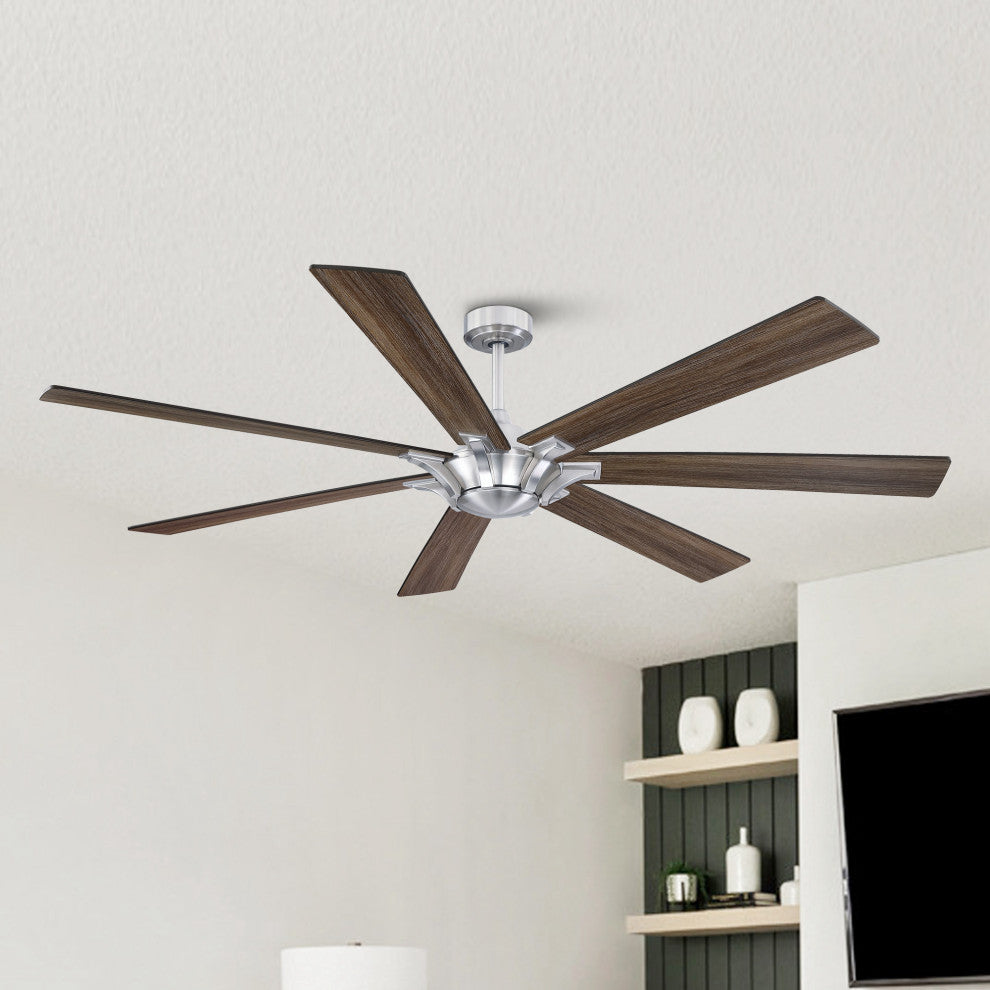 Whose Lamp 72-inch Large Ceiling Fan with Remote Control, Brushed Nikel