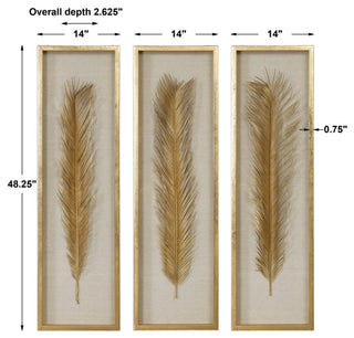 Uttermost Palma Gold Leaf Shadow Box, Set of 3