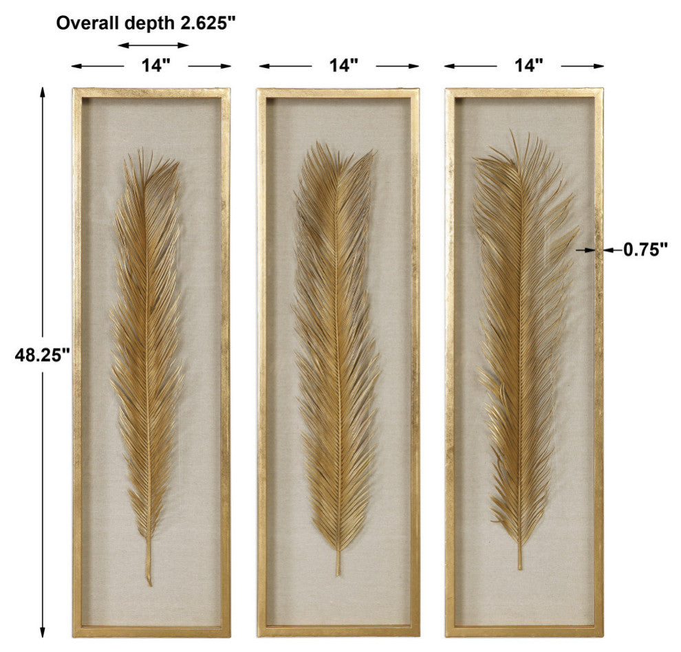 Uttermost Palma Gold Leaf Shadow Box, Set of 3