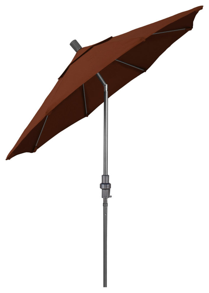 7.5' Grey Collar Tilt Lift Fiberglass Rib Aluminum Umbrella, Olefin, Terracotta