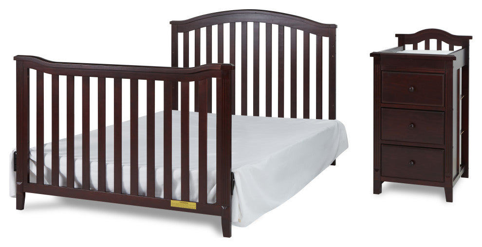 Kali 4-in-1 Convertible Crib, Espresso, With Changer (3 Drawers)