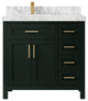 Cambridge 36 Left Offset Bath Vanity in Dark Forest Green 2" Carrara Marble