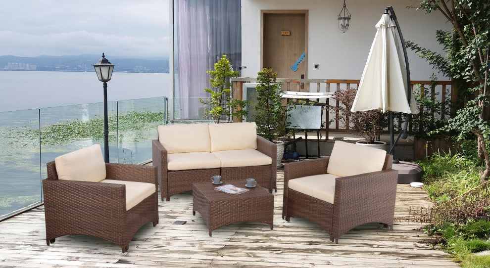 Studio Shine Collection Loveseat 2 Armchairs And Coffee Table Conversation Set
