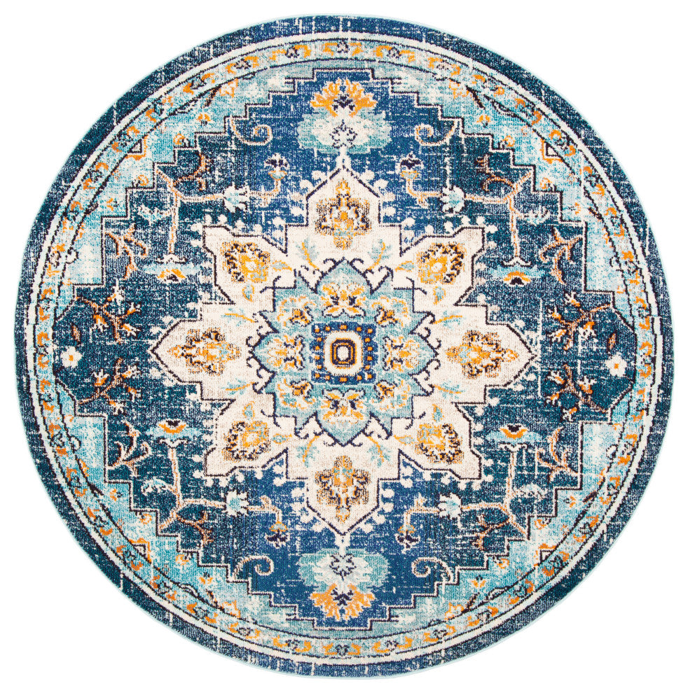 Safavieh Madison Mad473M Traditional Rug, Blue and Light Blue, 2'2"x20'0" Runner