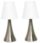 Simple Designs Valencia 2 Pack Mini Touch Table Lamp Set With Fabric Shades