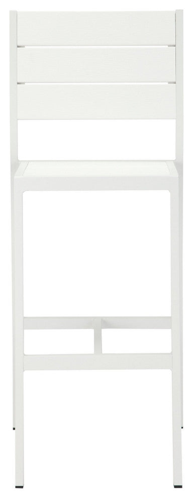 Benzara BM287728 Set of 4 Bar Height Side Chairs, White Aluminum Metal Frames