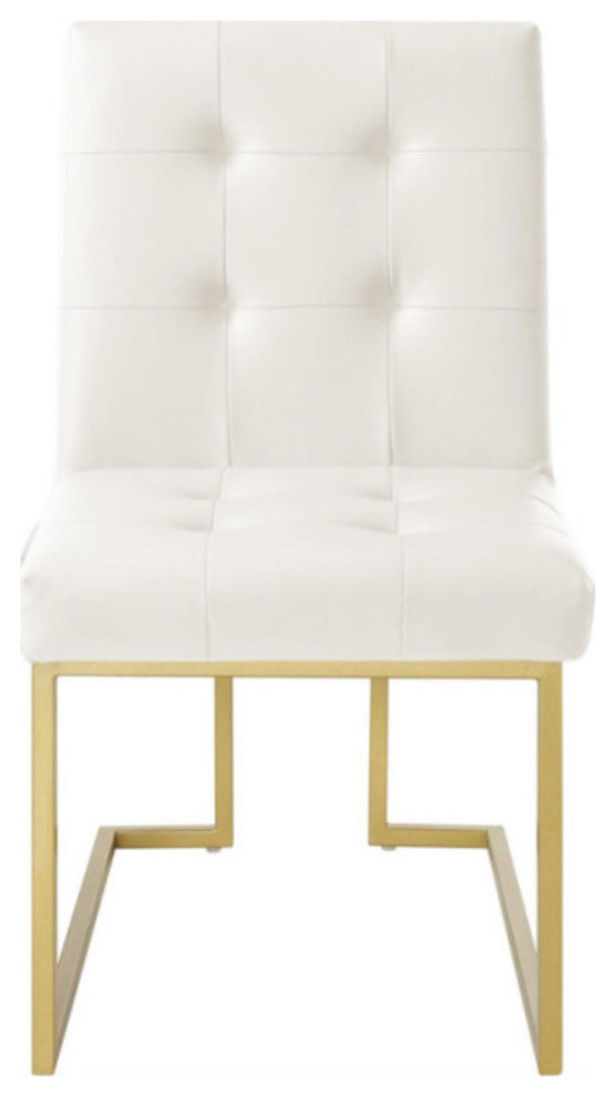 Pierre Gold Stainless Steel Dining Chair - Off White (Set of 2)