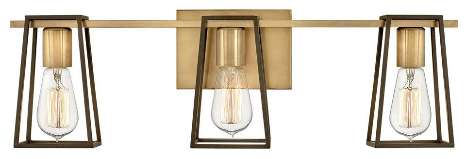 Hinkley Filmore 24" Three Light Bath Vanity, Heritage Brass + Oil Rubbed Bronze