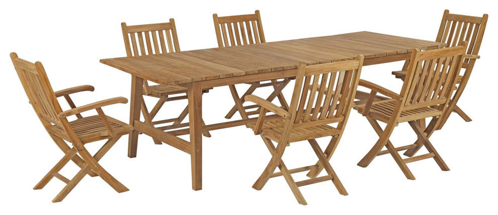 Marina 7 Piece Outdoor Patio Teak Outdoor Dining Set