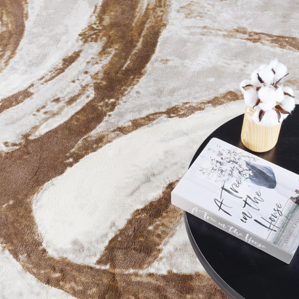 Damian Brown/Beige Rug, Brown, 2'7"x8' Runner