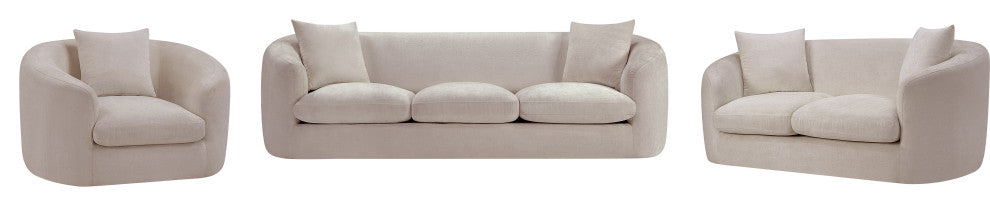 Penelope Upholstered Sofa, Beige, Chenille Fabric