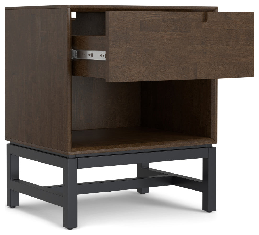 Banting Solid Hardwood Mid Century Nightstand, Walnut Brown