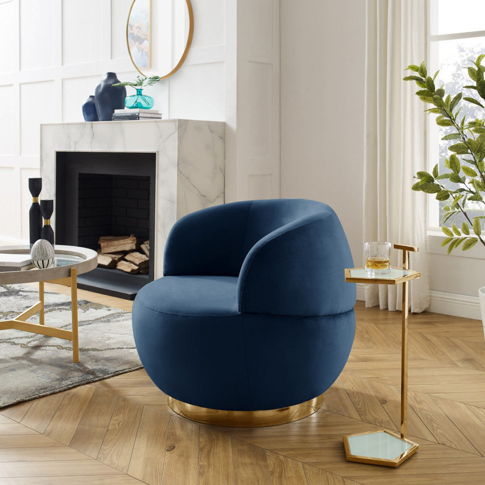 Inspired Home Shaniyah Accent Chair, Swivel, White/Gold Sherpa