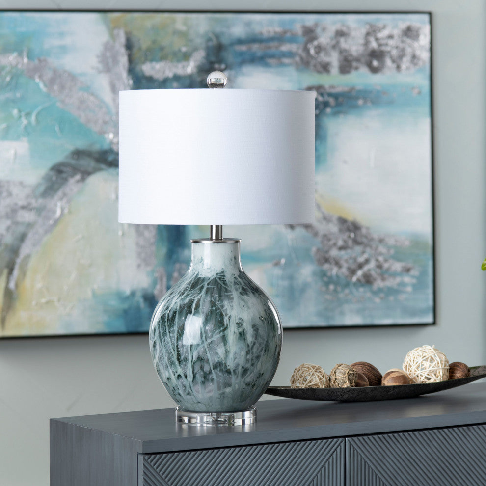 Gwin 27" Glass Table Lamp With Linen Shade