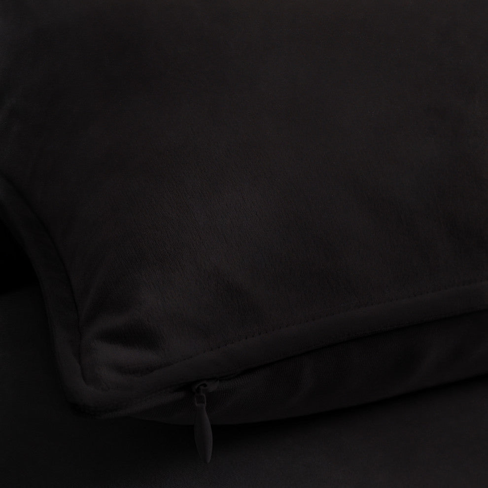 A1HC Soft Velvet Throw Pillow Covers Only, Set of 2, Black, 20"x20"