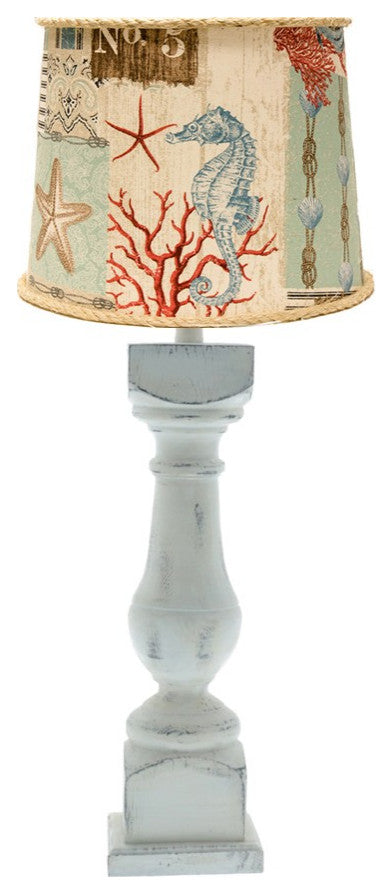 Rustic Chunky White Tropical Beauty of the Sea Table Lamp