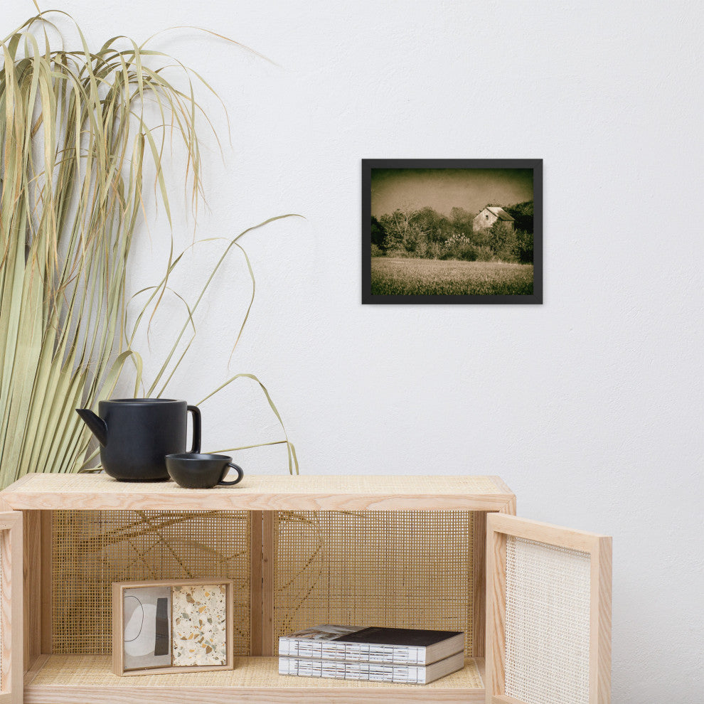 Abandoned Barn In The Trees Vintage Framed Photo Paper Wall Art Prints, Black, 11" X 14"