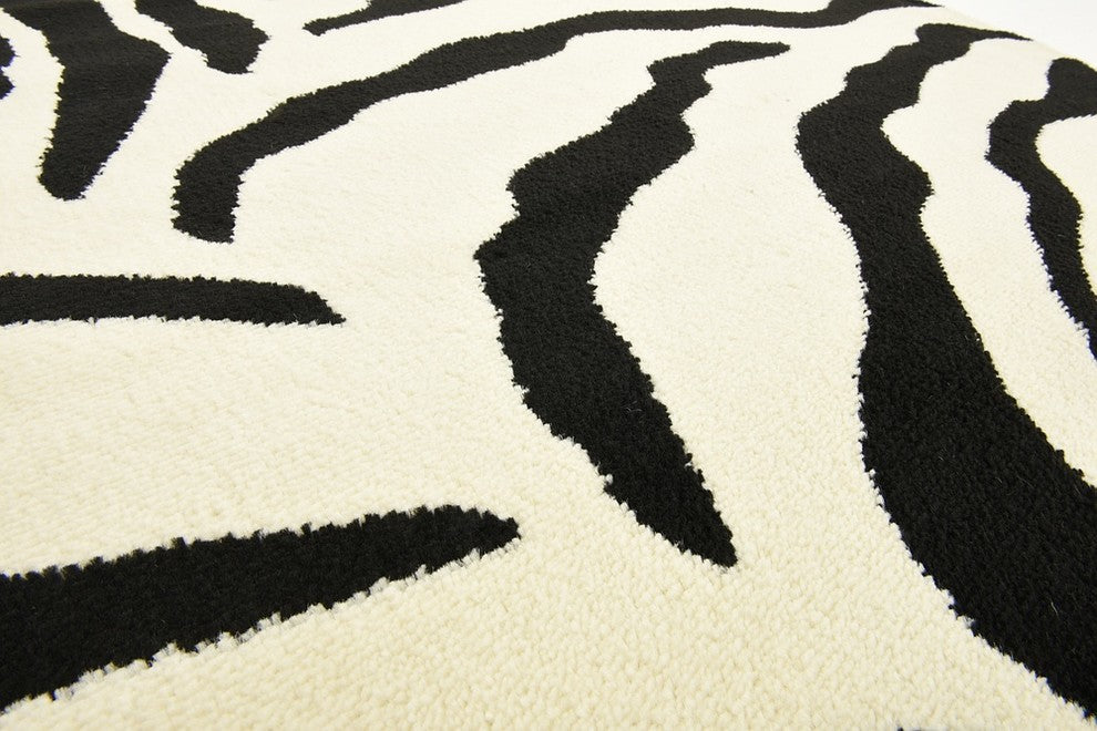 Unique Loom Ivory Zebra Wildlife 4'' Round Rug