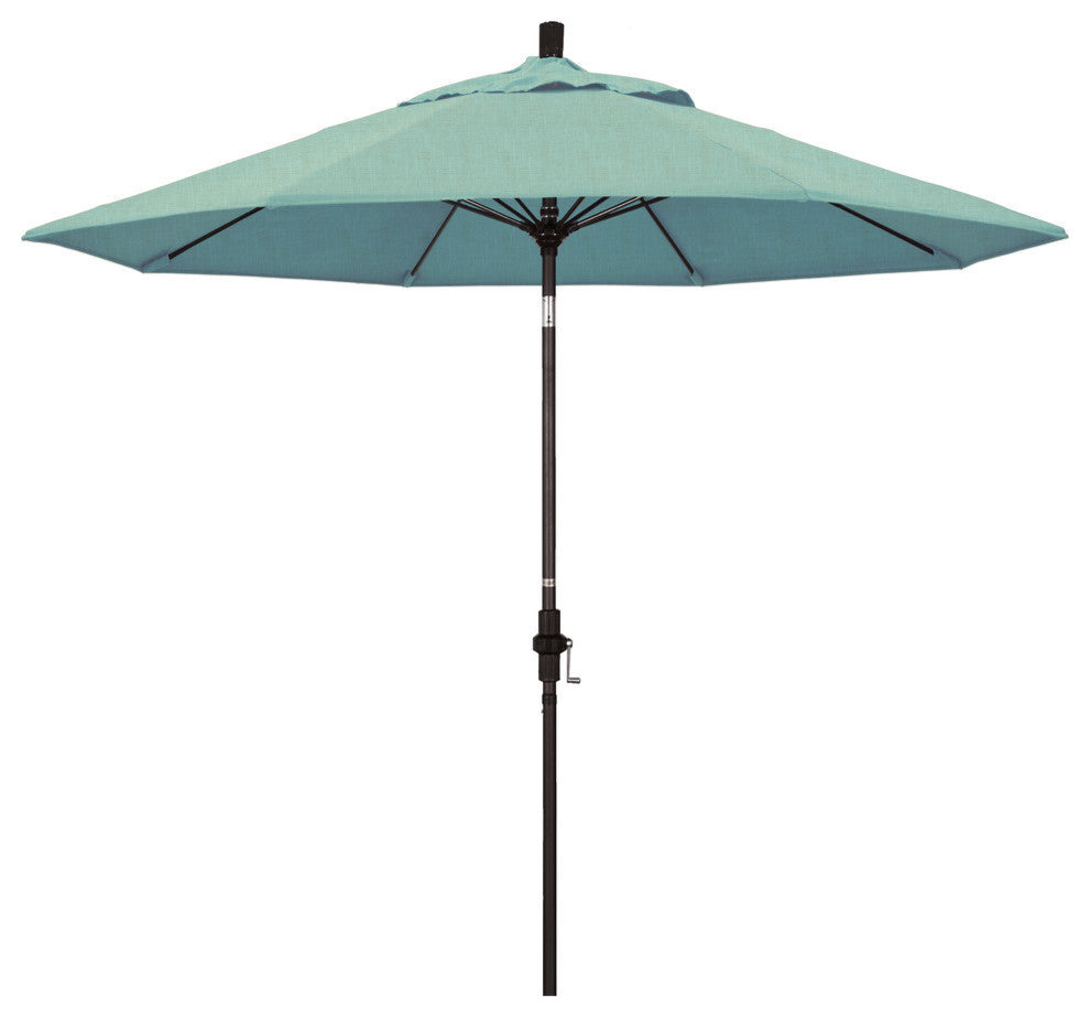 9' Bronze Collar Tilt Lift Fiberglass Rib Aluminum Umbrella, Sunbrella, Spa