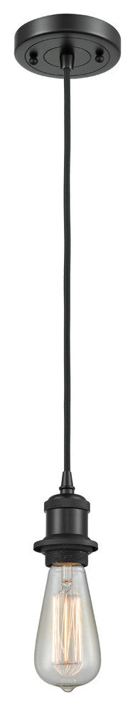 1-Light Dimmable LED Bare Bulb 4.5" Mini Pendant, Matte Black