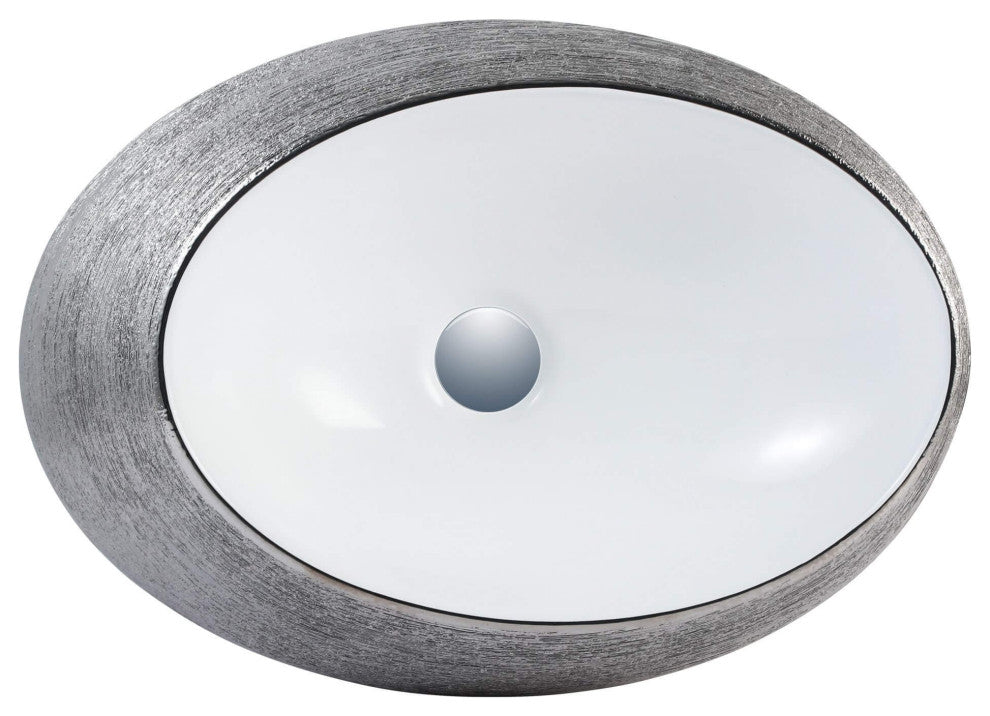 Fine Fixtures Luxury Vessel, Oval 20"x15", Brushed Silver
