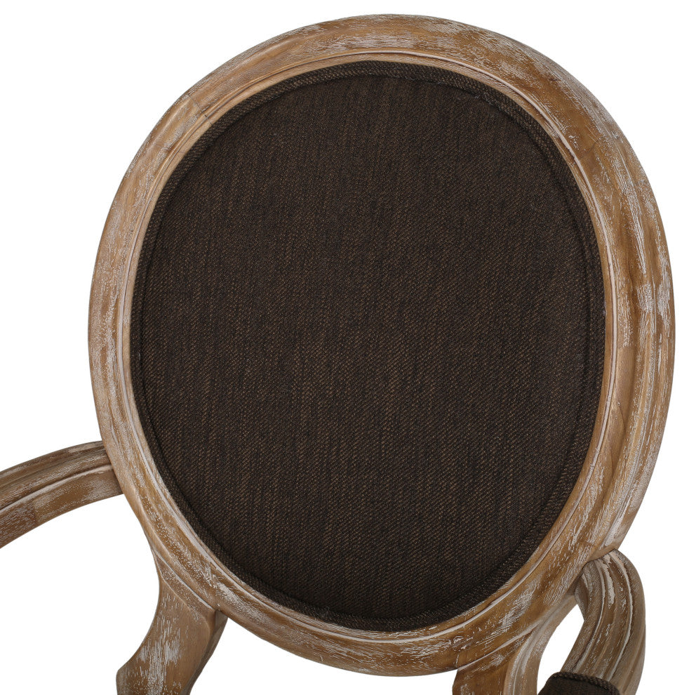 Comisky French Country Fabric Upholstered Wood Expandable 7-Piece Dining Set, Natural Brown/Brown