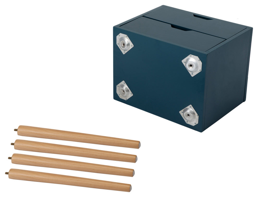 2 Set Wood Nightstand with 2 Sliding Drawers, Navy Blue, 16'' X 12''