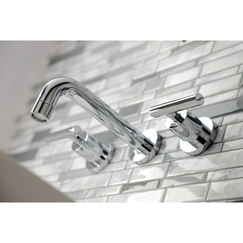 Kingston Brass KS8121CML 2-Handle 8" Wall Mount Bathroom Faucet, Polished Chrome