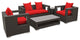 Modern Contemporary Outdoor Patio Rattan and Wicker 5-Piece SetSofa Set Red