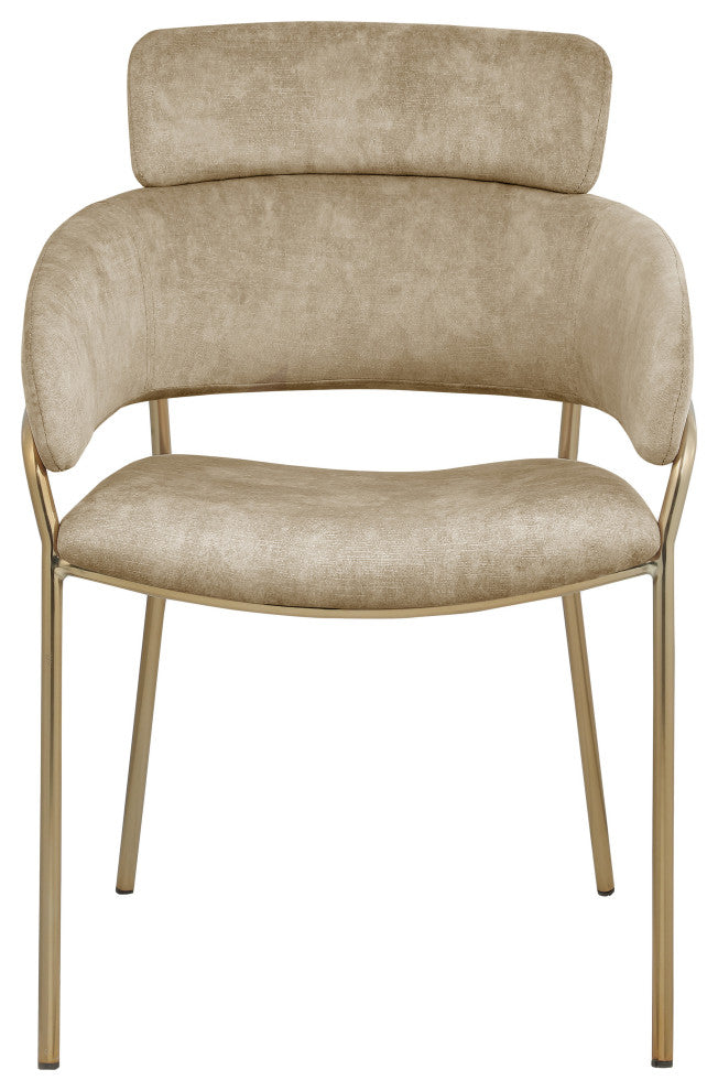 Yara Upholstered Dining Chair (Set of 2), Beige, Velvet
