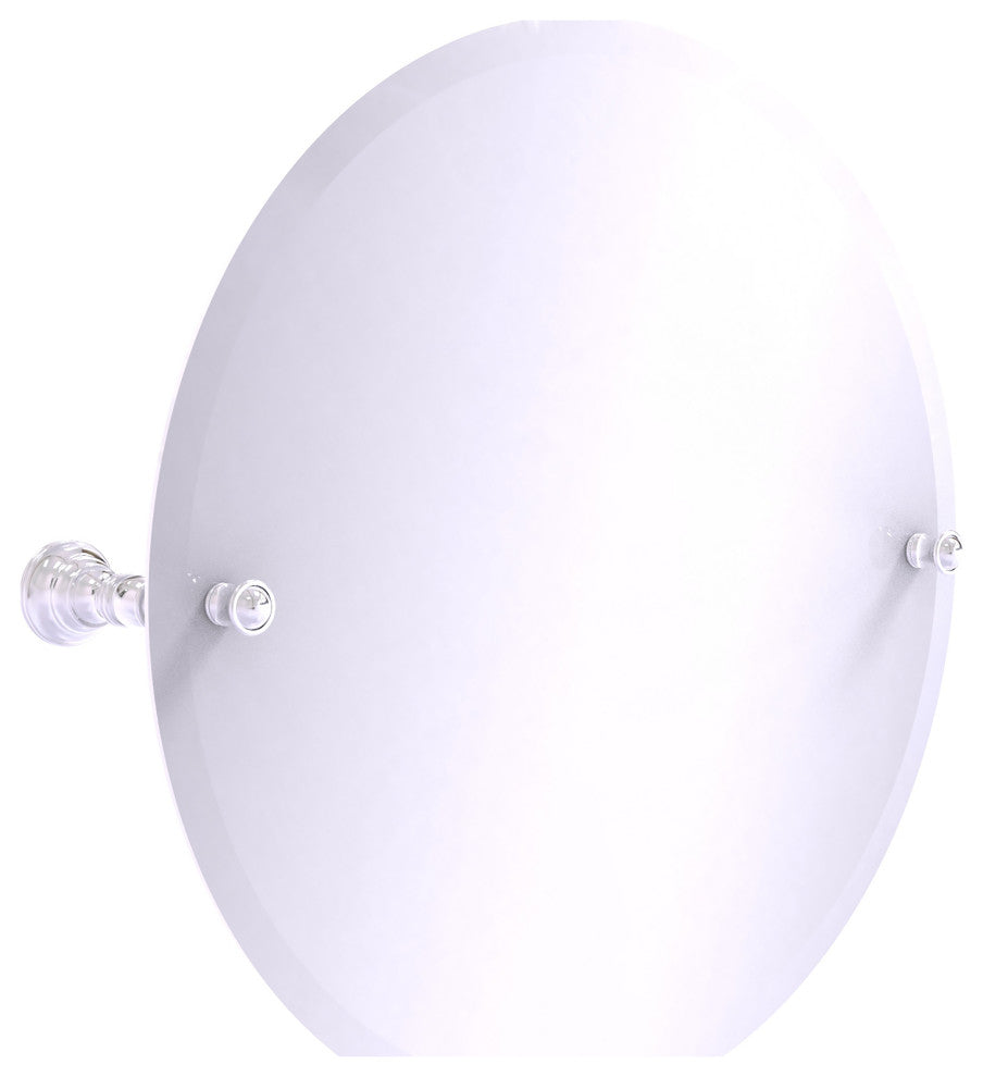 Carolina Frameless Round Tilt Mirror with Beveled Edge, Polished Chrome