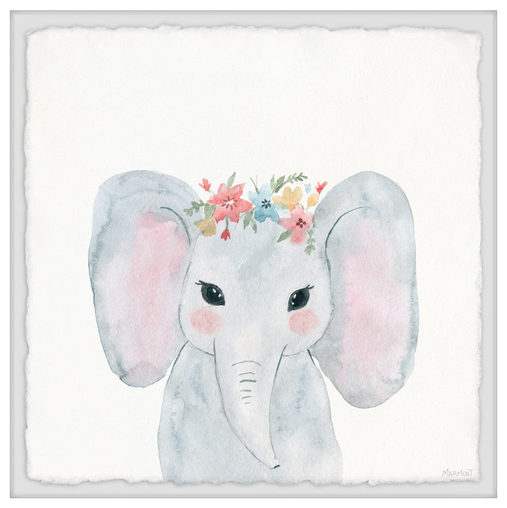 "Pink Ears" Framed Painting Print, 12x12