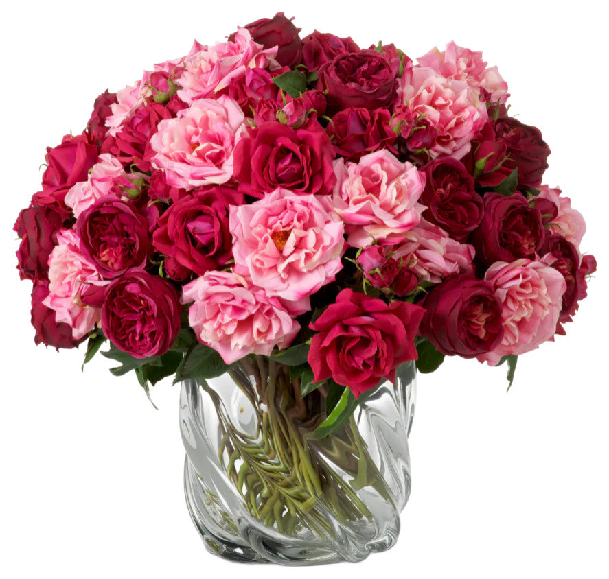 Three-Toned Artificial Flowers Bouquet, 72-Pieces, Eichholtz Roses, Pink Red