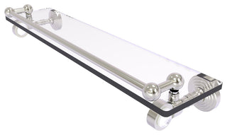 Pacific Grove 22" Glass Shelf with Gallery Rail, Satin Nickel