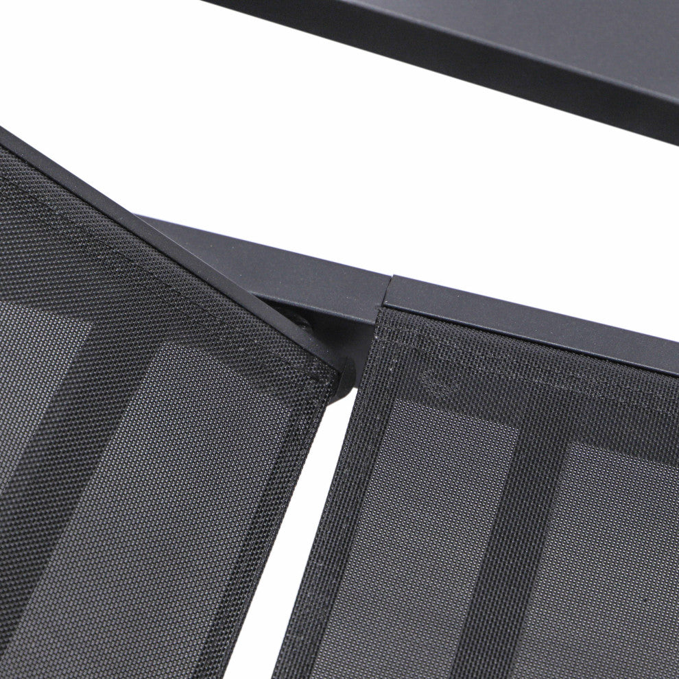 LeisureMod Marlin Outdoor Patio Stackable Chaise Lounge Chair With Armrests, Black