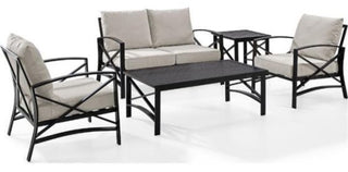 Kaplan 5-Piece Patio Set, Loveseat, 2 Chairs, Coffee & Side Table, Oatmeal