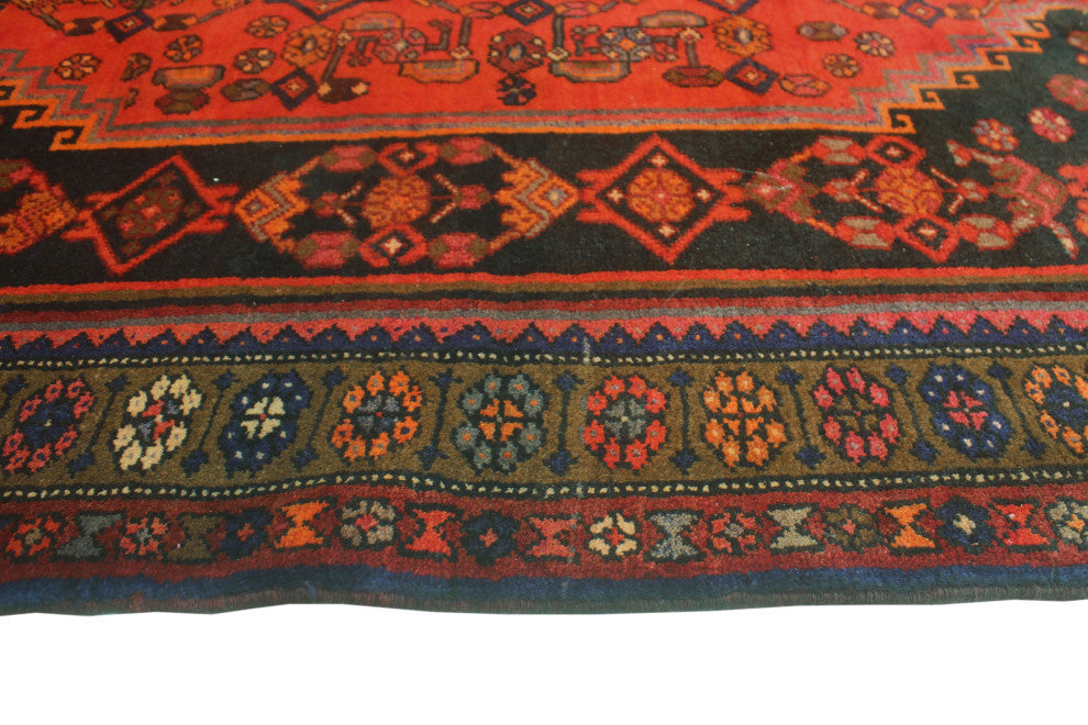 Fine Vintage Distressed Kent Rust/Charcoal Runner, 4'0x9'11