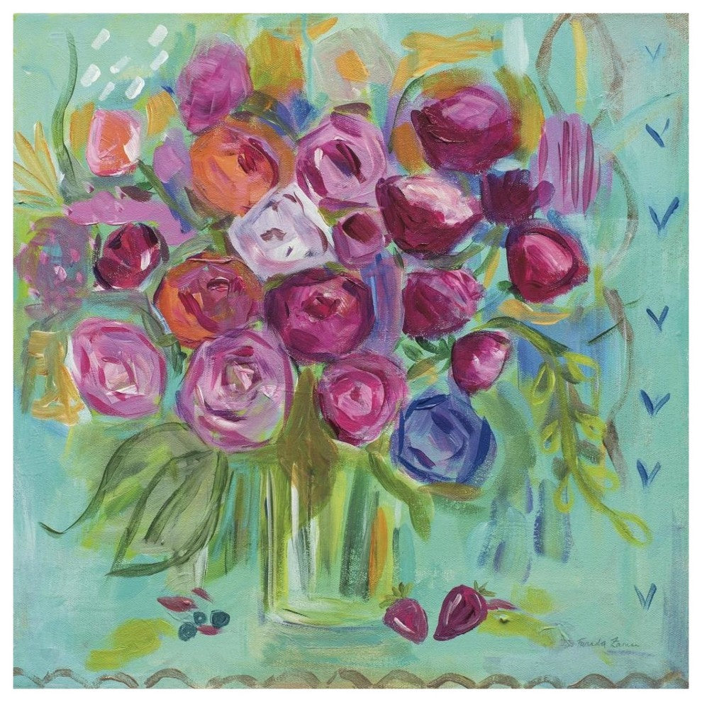 "Pink Peonies" Digital Paper Print by Farida Zaman, 38"x38"