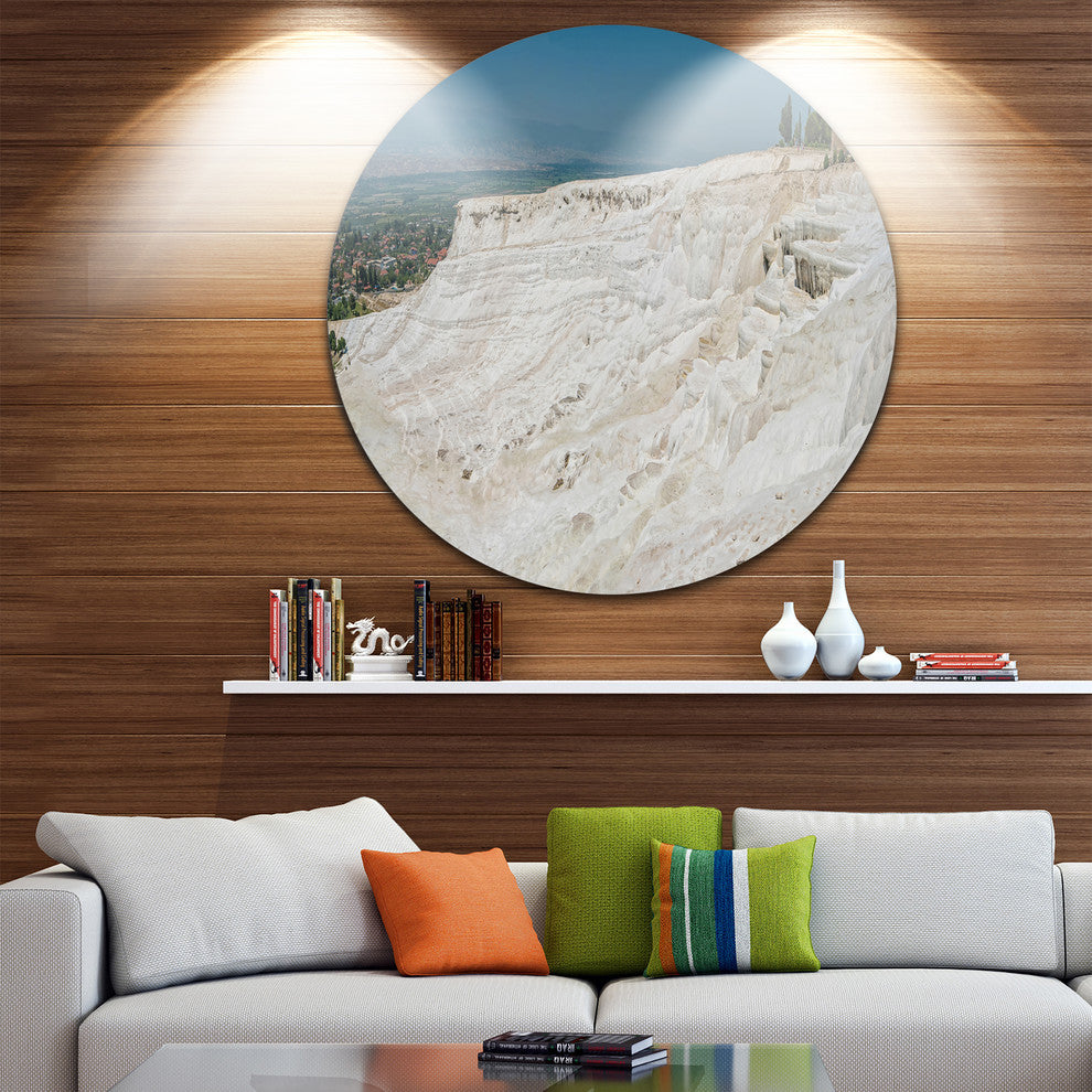 Panoramic View Of Pammukale, Modern Seascape Round Wall Art, 36"