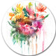 Watercolor Floral Illustration, Floral Large Disc Metal Wall Art, 23"