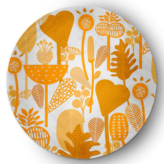 Flower Forest Spring Chenille Rug, Mango, 5' Round