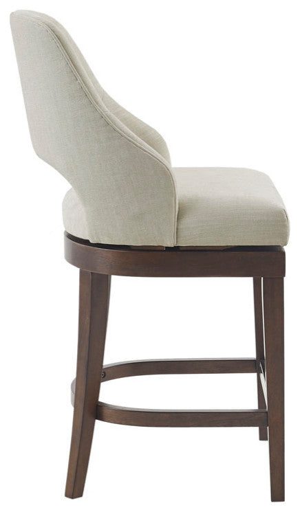 Madison Park Counter Stool Swivel Seat Upholstered Height Bar Stool, Cream
