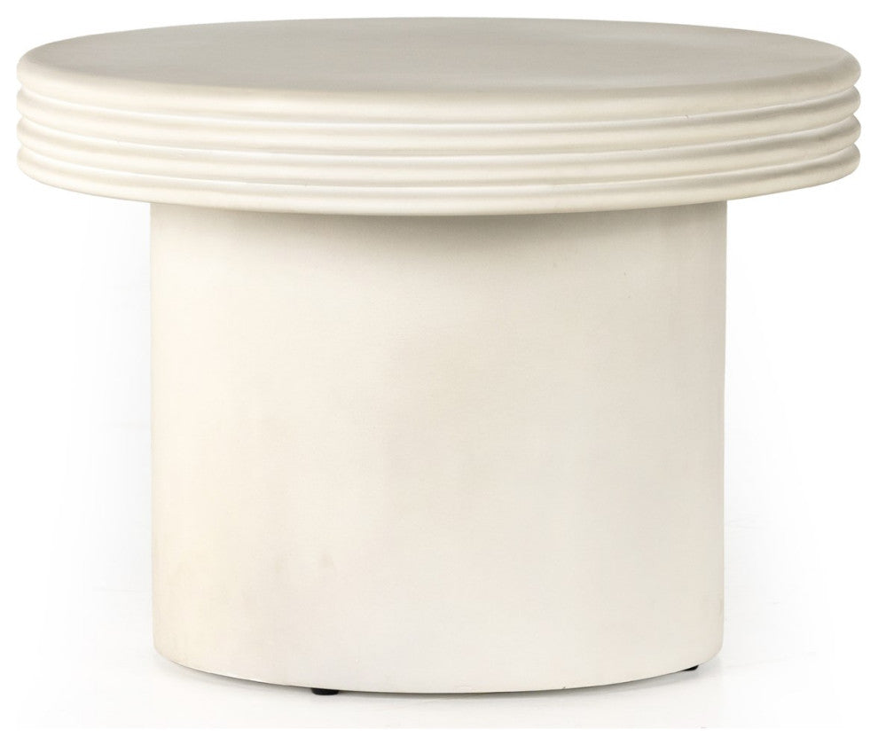 Grecia Outdoor End Table-Large-White