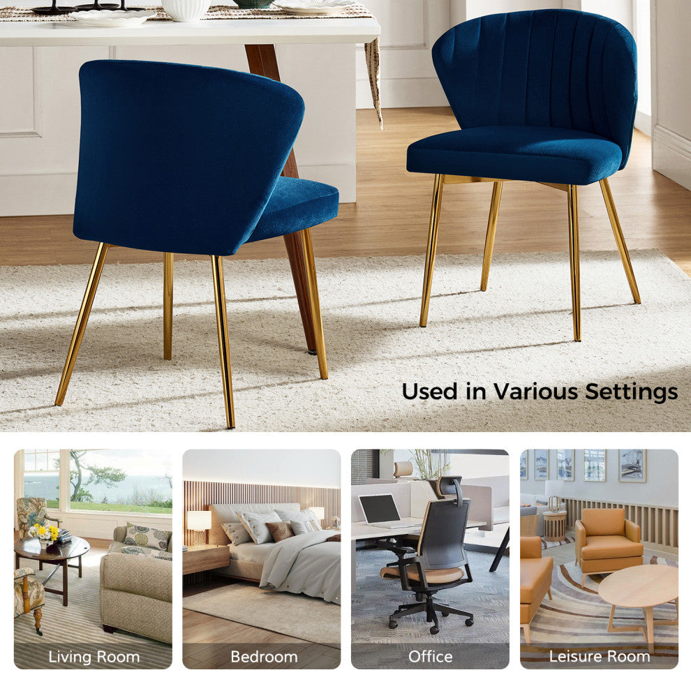 Luna Contemporary Side Chair With Tufted Back, Navy