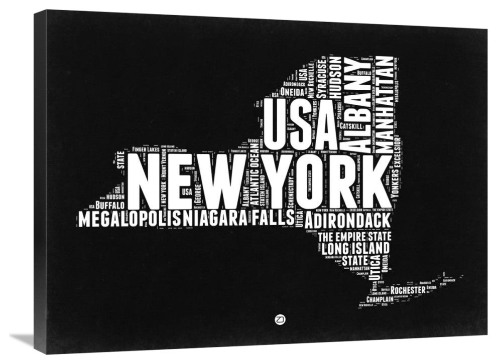 "New York Black and White Map" Fine Art Print