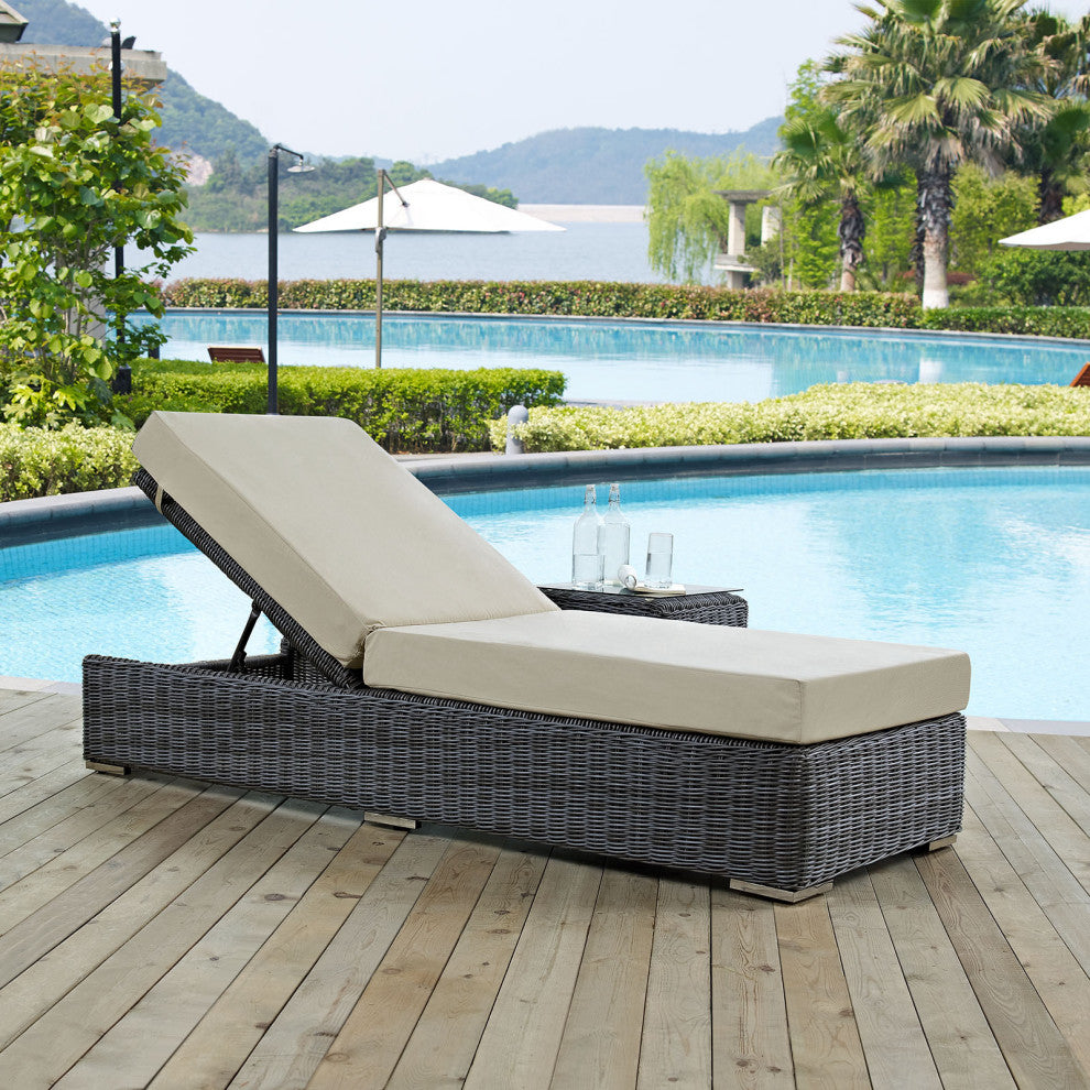 Canvas Antique Beige Summon Outdoor Patio Sunbrella Chaise Lounge