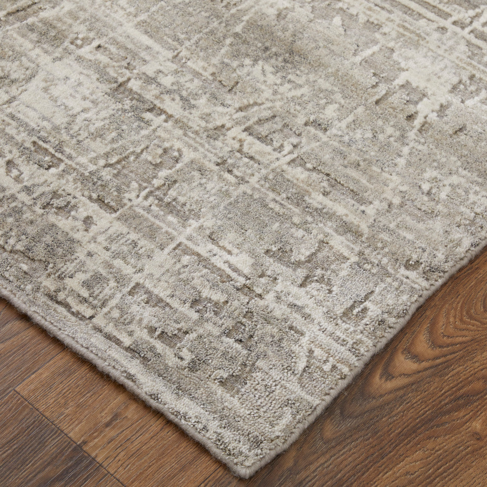 Kinton Modern Abstract, Gray/Ivory, 9'x12' Area Rug